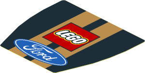 Sticker  2.6. x  2.8 with Ford and Lego Logos and Gold Stripes on Black Background