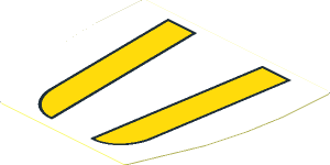 Sticker  2.5 x  2.7 with Two Yellow Stripes with Black Border