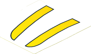 Sticker  2.5 x  2.7 with Two Yellow Stripes with Black Border (Formed)
