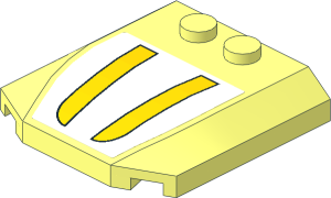 Wedge  4 x  4 x  0.667 Curved with Two Yellow Stripes with Black Border Sticker