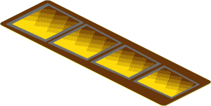 Sticker  1.1 x  3.7 with  4 Yellow Windows, Right Perspective