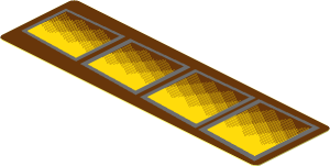 Sticker  1.1 x  3.7 with  4 Yellow Windows, Left Perspective