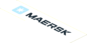 Sticker  1.9 x  7.9 with Maersk Logo and "MAERSK" on White Background Sticker  1.9 x  7.9 with Maersk Logo and "MAERSK" on White Background