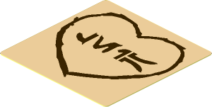 Sticker  1.8 x  1.8 with Aurebesh "LEIA" Characters and Carved Heart