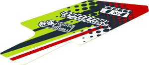Sticker with Sponsorship Logos, Black, Lime, Red and White Stripes for Panel Smooth Medium #3
