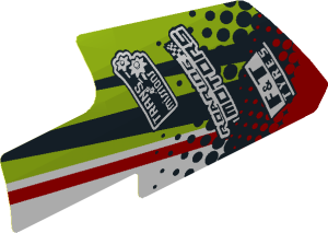 Sticker with Sponsorship Logos, Black, Lime, Red and White Stripes for Panel Smooth Medium #3 (Formed)