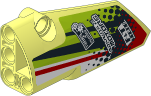 Technic Panel Fairing Smooth #3 (Medium) with Sponsorship Logos, Black, Lime, Red and White Stripes Sticker