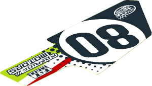 Sticker with "80" in Circle, Sponsorship Logos, Lime and Red Stripes for Panel Smooth Medium 4 #