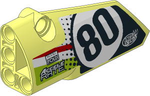 Technic Panel Fairing Smooth #3 (Medium) with "80" in Circle, Sponsorship Logos, Lime and Red Stripes Sticker