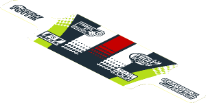 Sticker  2.7 x 10.7 with Sponsor Logos, Black, Lime, Red and White Lines