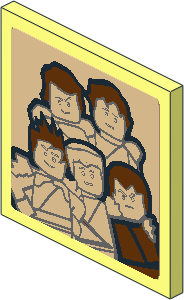 Roadsign Clip-on 2 x 2 Square with 5 Ninjago Minifigures on Tan Background Sticker