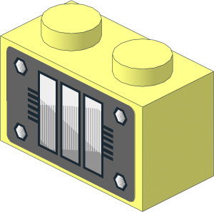 Brick  1 x  2 with Black Grille, Rivets and Bars Sticker