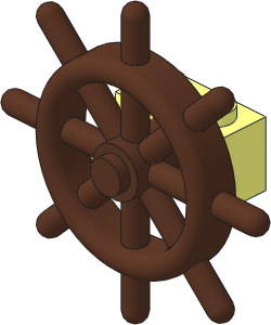 Technic Brick  1 x  2 with Brown Boat Ship Wheel with Unslotted Pin