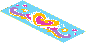 Sticker  2.1 x  5.9 with Dark Pink and Yellow Heart and Stars and Waves on Medium Azure Background