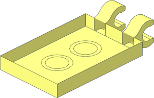 ~Tile  2 x  3 with Clips Horizontal (Thick C-Clips) without Tab between Clips without Top Surface