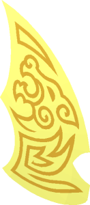 ~Minifig Shield Round Bowed Panel with Gold Dragon Pattern