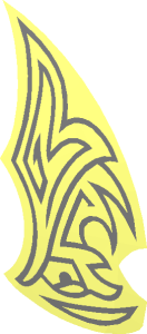 ~Minifig Shield Round Bowed Panel with Silver Bird Pattern