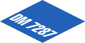 Sticker  1.9 x  1.9 with White "DM 7287" on Blue Background