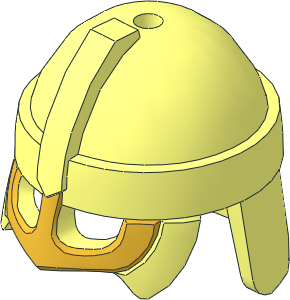 Minifig Helmet with Cheek Guard and Neck Protector with Gold Front Pattern