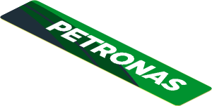 Sticker  0.8 x  4.0 with White "PETRONAS" on Black and Green Background Left (Need Work)