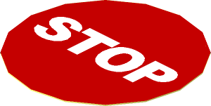 Sticker  1.8 x  1.8 with White "STOP" on Red Background