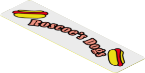 Sticker  1.0 x  3.8 with Roscoe's Dogs Logo on White Background