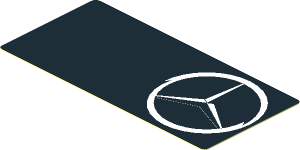 Sticker  1.8 x  3.8 with White Mercedes Logo on Black Background