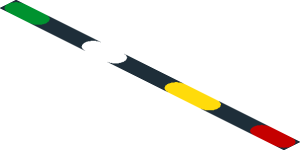 ~Sticker  1.8 x  1.8 with Screen with Cars on Track and Colored Stripes on Black Background