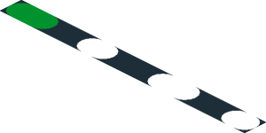 ~Sticker  1.8 x  1.8 with Green and White Stripes on Black Background - Right Stripes