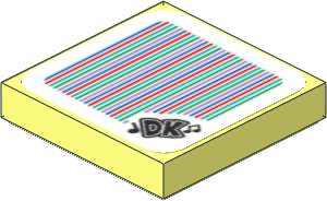 Tile 2 x 2 with Bar Code and 'DK' and Music Notes Pattern