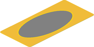 Sticker  3.7 x  1.7 with Metallic Silver Oval on Metallic Gold Background