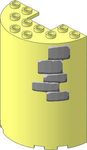 Cylinder Half  3 x  6 x  6 with  1 x  2 Cutout with Snowy Bricks Type 2 Right Sticker