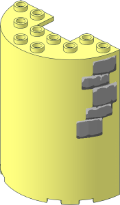 Cylinder Half  3 x  6 x  6 with  1 x  2 Cutout with Snowy Bricks Type 1 Sticker