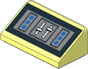 Slope Brick 31  1 x  2 x  0.667 with Blue Buttons and Levers Sticker