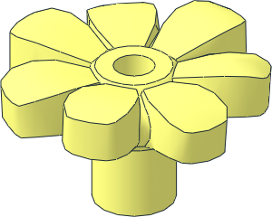 Plant Flower with  7 Alternate Petals with Centre Ring with Bar and Pin Hole
