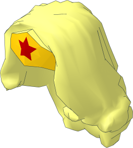 Minifig Hair Female Long Wavy with Yellow Tiara and Red Star Pattern