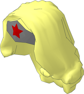 Minifig Hair Female Long Wavy with Silver Tiara and Red Star Pattern