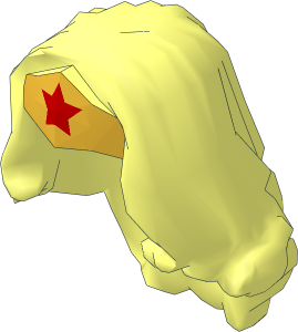 Minifig Hair Female Long Wavy with Gold Tiara and Red Star Pattern