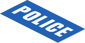 =Sticker  0.9 x  1.9 with White "POLICE" on Blue Background