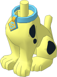 Animal Dog Sitting Great Dane Body with Black Spots and Medium Azure Collor with "SD" Pattern