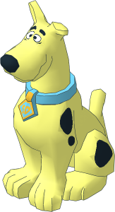 Animal Dog Sitting Great Dane Body with Black Spots, Medium Azure Collor with "SD" and Licking Tongue Pattern