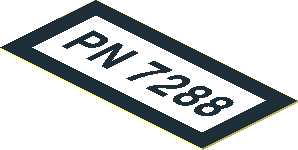Sticker  0.9 x  1.9 with Black "PN 7288" and Border on White Background