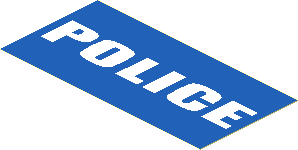 Sticker  1.9 x  3.9 with White "POLICE" on Blue Background