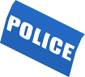 Sticker  1.9 x  3.9 with White "POLICE" on Blue Background (Formed)