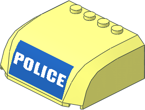 Slope Brick 45  5 x  6 x  2 Double Curved with White "POLICE" on Blue Background Sticker