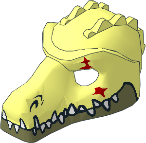 Minifig Mask Crocodile with White Teeth, Red Scar and Olive Green Jaw Pattern