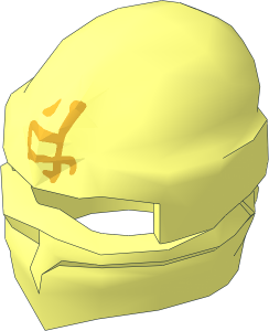 Minifig Hat Ninja Wrap Type 1 with Gold Logogram "Earth" Pattern