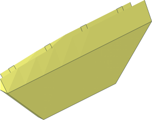 ~Slope Brick Curved  2 x  4 x  0.667 with Fin and 4 Studs and 2 Hollow Studs on Sides - Side