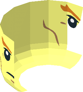 ~Minifig Head with Bushy Orange Eyebrows, Cheek Lines, Frown/Angry 2-Sided Pattern - Half