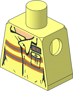 Minifig Torso with Jumpsuit, Orange and Silver Lines and "A.Y." ID Badge Pattern